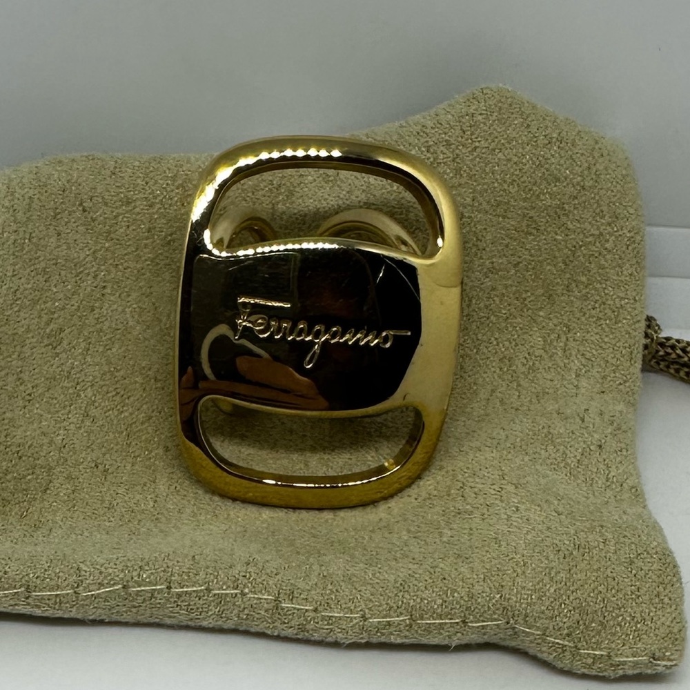 Salvatore Ferragamo Gold Vera Scarf Ring.